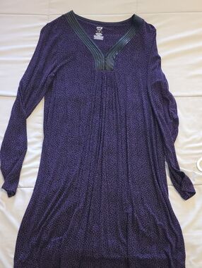 Apt. 9 Purple Long Sleeve Sleep Dress with Black Trim
